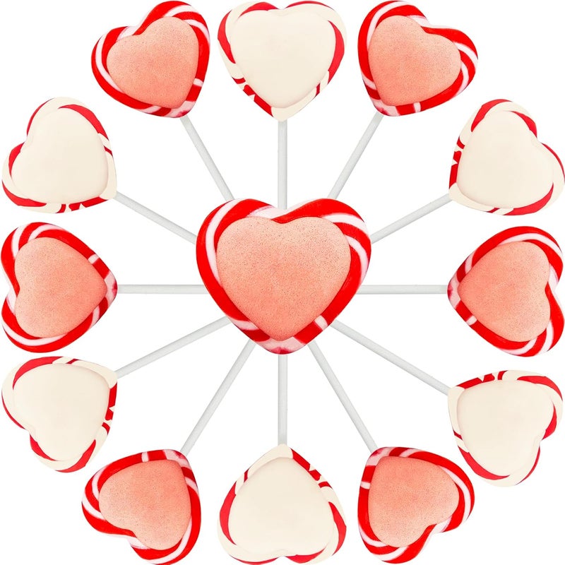 Fruidles Valentine's Red and White Swirl Heart Lollipops (24-Pack) - Image 3